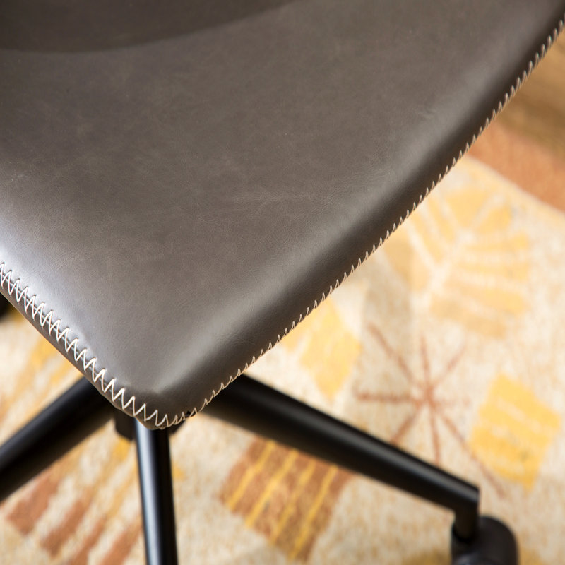 Antique Gray Faux Leather 360 Swivel Air Lift Office Chair, Gray