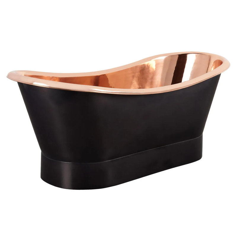 70" Thaine Copper Pedestal Tub, Copper/Black