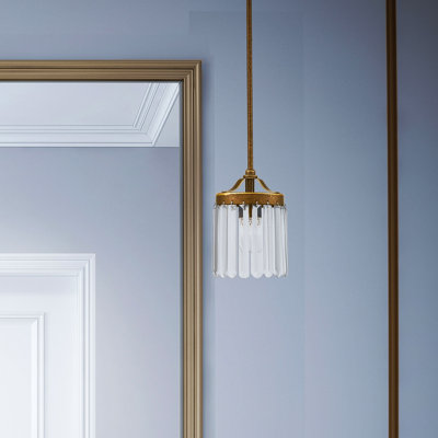 Luminaire suspendu cylindrique à 1 lumière avec cristal Caroline