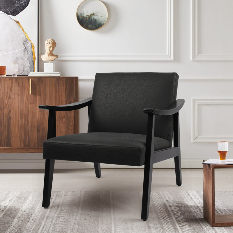 Karthika Faux Leather Armchair, Black