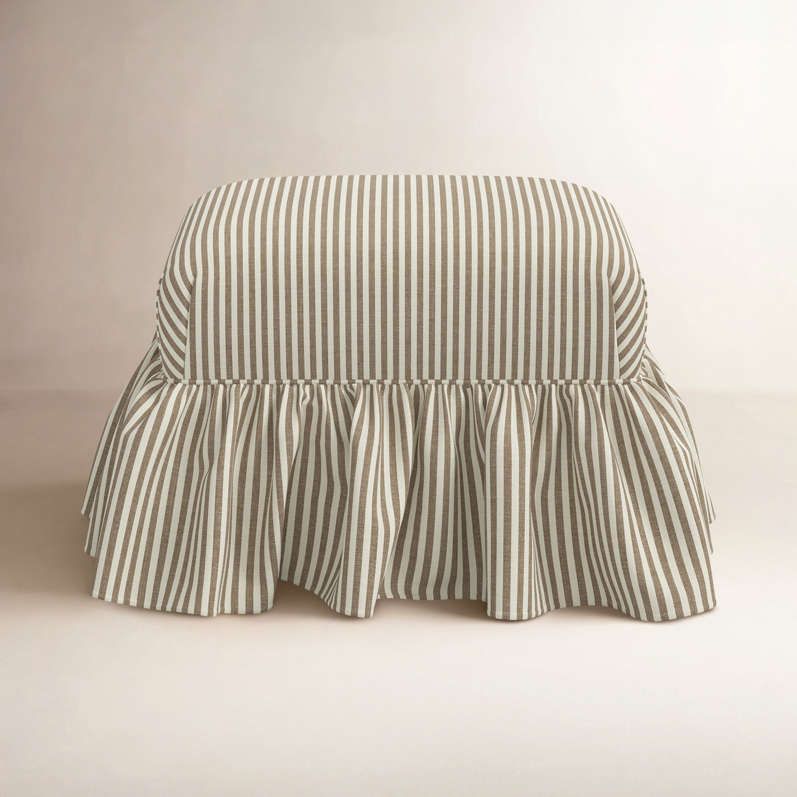 Stoffer Home x Cloth & Co. June Ottoman, Jane Stripe Burlap
