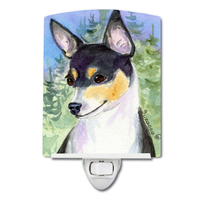 Éclairage de nuit en céramique rat terrier