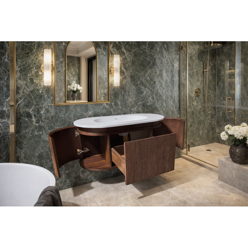 Luxury Floating Vanity & Led Round Mirror Set