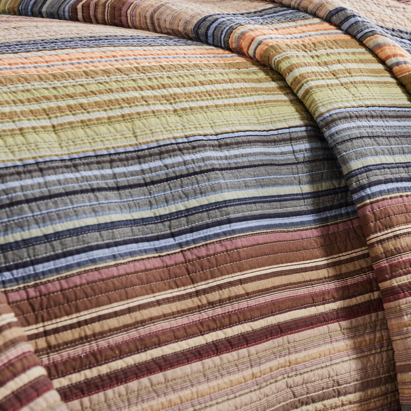 Greenland Home Fashions Katy Multi Stripe Patchwork 5-Piece Daybed Set 39"x75" with 3 Standard Shams and Bed Skirt