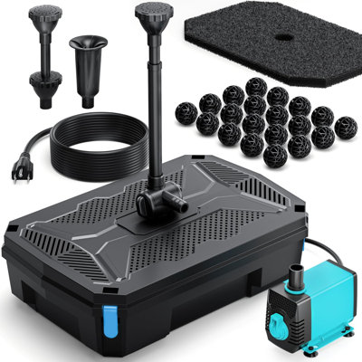 660GPH Pond Filter Fountain Kit with UV Clarifier and 40W Pump