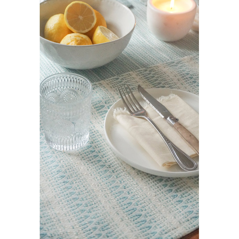 Aqua Blue Acrylic Striped Rectangle Placemat