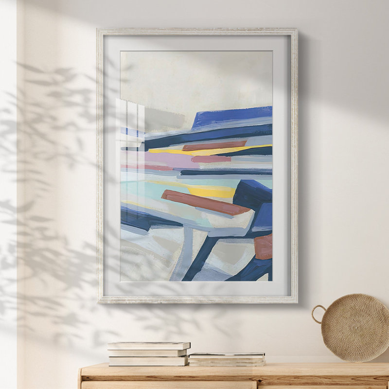 Mouvement tectonique bleu I - impression encadrée, H 25,5 po x l 17,5 po, Blanc