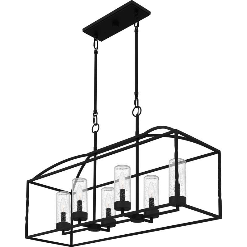 Lustre linéaire d'extérieur noir 6 lumières Ivannah
