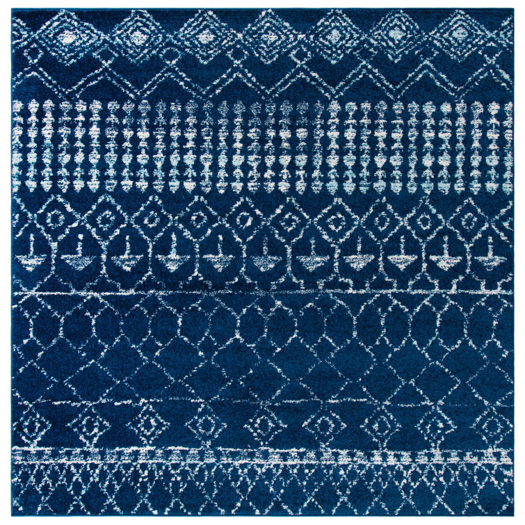 Tapis bleu marine à motif géométrique Cobos