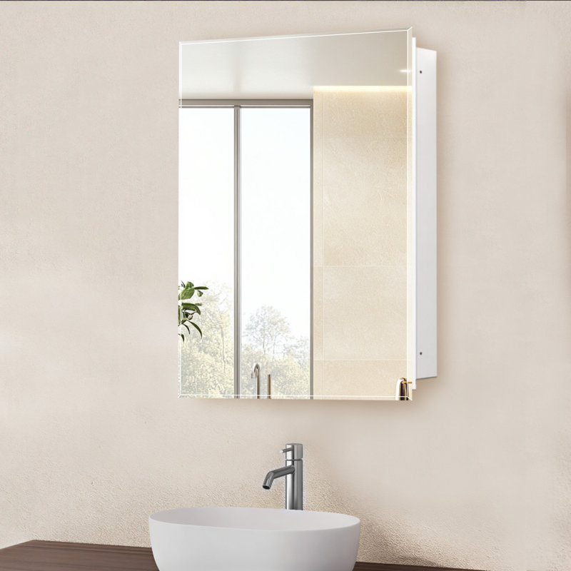 Recess or Surface Mount Medicine Cabinet with Mirror& Shelves,No Assembly, 76.2cm H x 40.6cm W