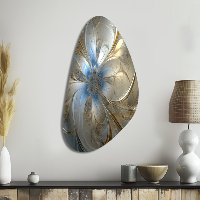 Tender Light Blue Floral Whirling Spiral - Abstract Spirals Fall Shape Assymterical Metal Wall Art