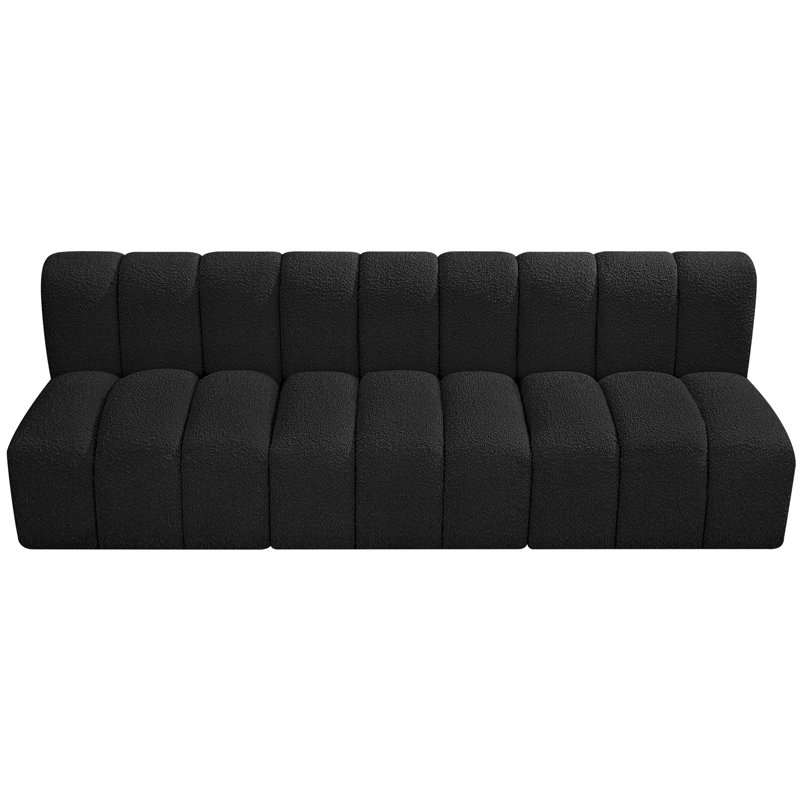 Hrach Upholstered Sectional Reversible, Black Boucle Fabric