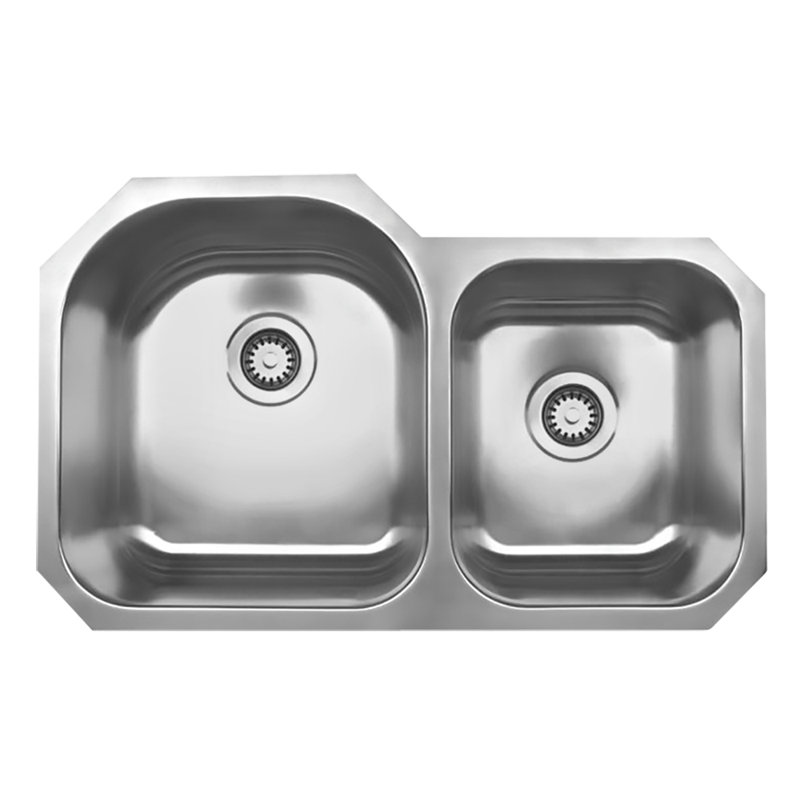 Whitehaus 32" Brushed Stainless Steel Double Bowl Undermount Sink