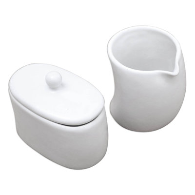 Ceramic Sugar And Creamer Set with Lid