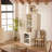 Cabinets | Snow White Farmhouse Freestanding | 75.25'' Tall | Tempered Glass Door | Double-Action | MDF | Living Room