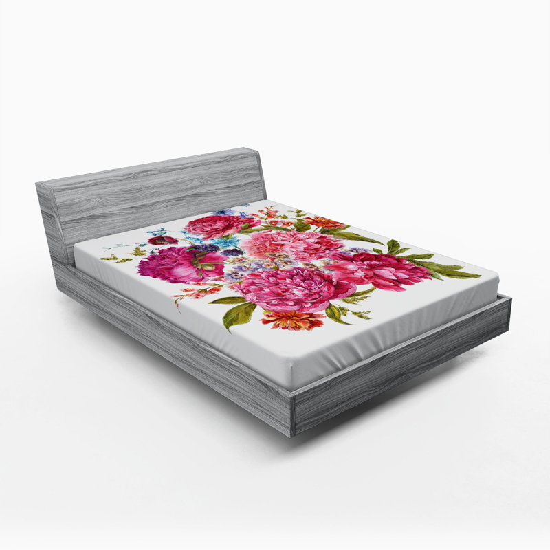 Microfiber Floral Fitted Sheet, Queen Fitted Sheet