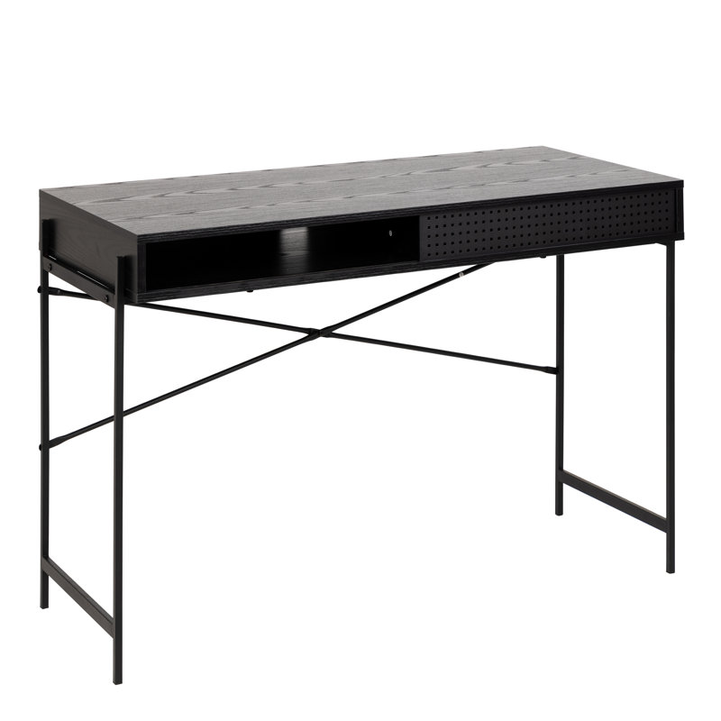 Afshan Metal Base Writing Desk, Black/Black