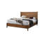 Lit double tête de lit noyer, cadre en bois massif, prêt pour les matelas, style Mid-Century moderne-959990735-959990728