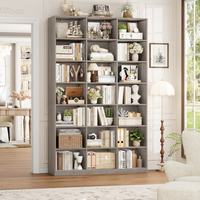 86"H X 47.2"W 7-Tier Standard Wood Storage Bookcase
