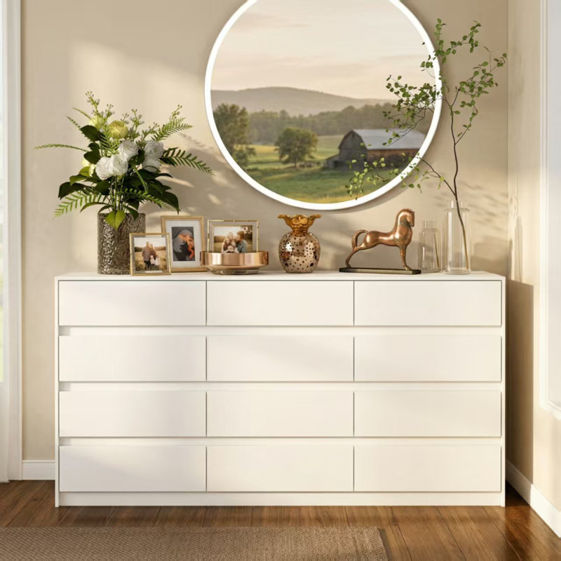 Rhue 63" Wide 12 Drawer Dresser, White