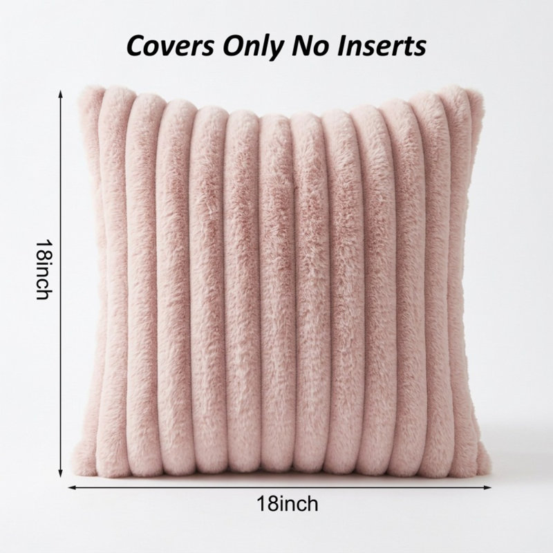 Housses de coussin décoratives en fausse fourrure 18 x 18 pouces, Rose