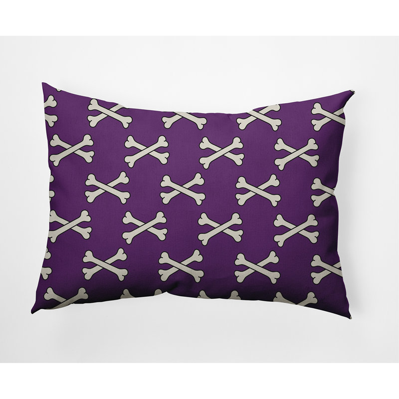 Coussin intérieur / extérieur Cross Bones, 14 po x 20 po, Améthyste