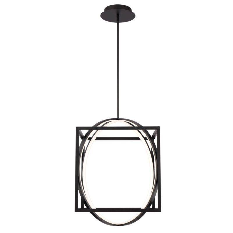 1 - Light Black LED Geometric Pendant, 25.63" H x 18.88" W x 18.88" D