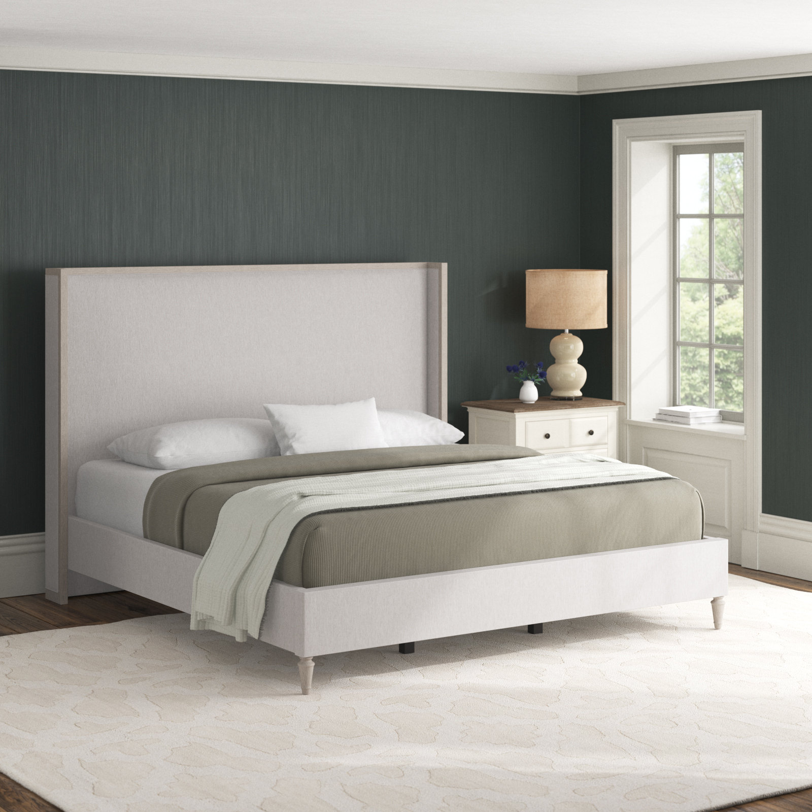 Dinora Upholstered Wingback Bed, King