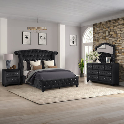 Rausch Upholstered Standard 4 Piece Bedroom Set