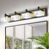 Black and Brass Modern Bathroom Vanity Light with Luxury Crystal Lampshade