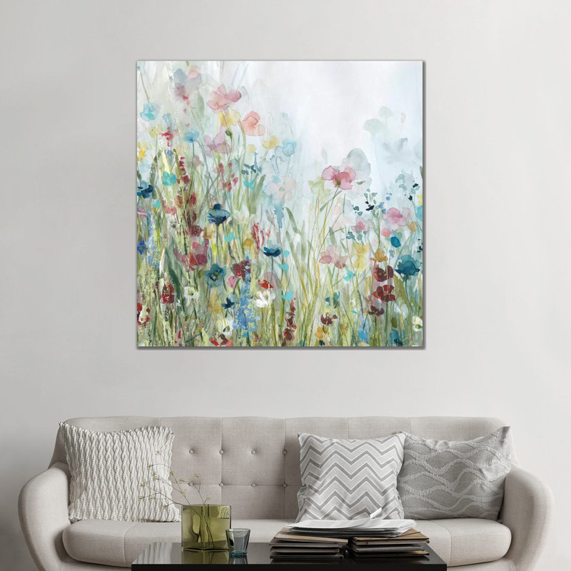 «Wildflower Meadow» par Carol Robinson - reproduction imprimée, Toile tendue, Pas de tapis, H 48 po x l 48 po x 1,5 po