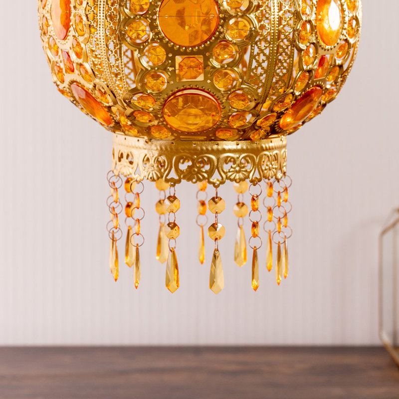 35cm H Metal Round Pendant Shade, Gold