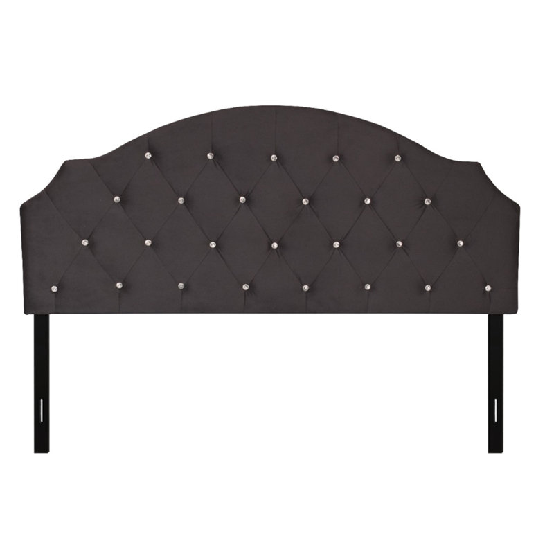 Tête de lit tapissier en velours Ameer, Noir, Double