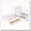 Lit simple avec canapé, 2 tiroirs et tablette de rangement pour enfants, blanc