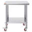 Table de travail en acier inoxydable avec roulettes 24 x 30 Table de préparation avec roulettes