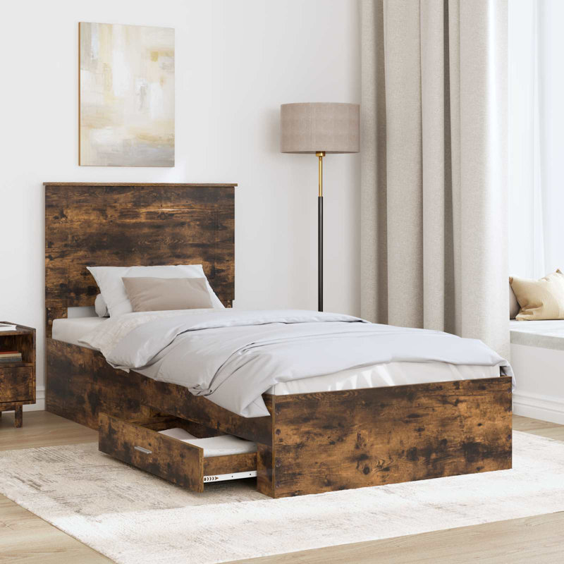 Bed, Silver/Smoked Oak, Small Single (2'6)