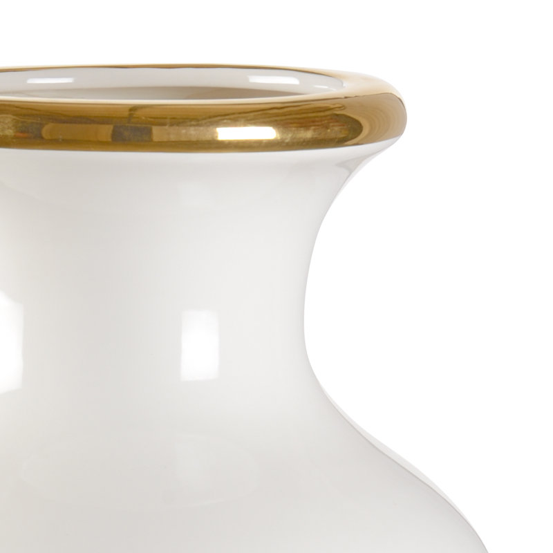 Audrey Ceramic Table Vase, White/Gold