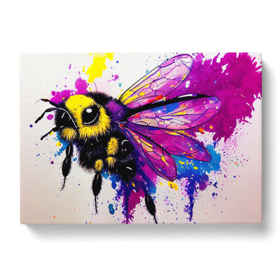 Bumble Bee Splash Abstract - Wrapped Canvas