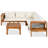 Outdoor Acacia Wood Sofa Set, Woven Mesh Armrests, L-Shaped Patio Furniture Sofa Set with Coffee Table, Outdoor Conversation Set-44441409