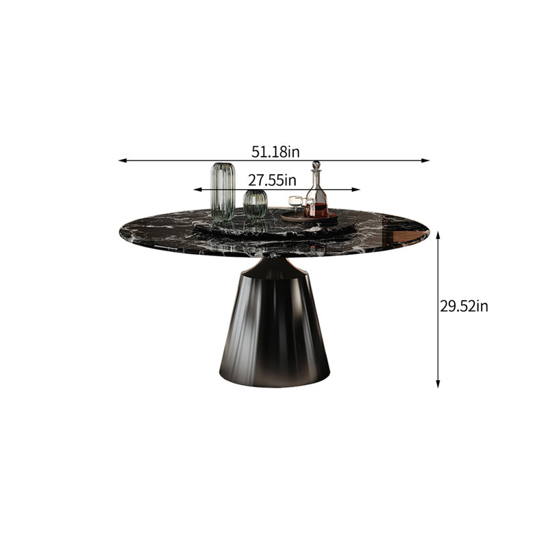 Table de salle à manger ronde Luxury, H 29,52 po x L 51,18 po x l 51,18 po