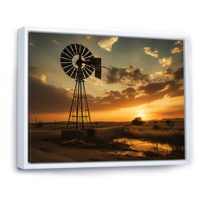 Texas Rustic Windmills Framed On Canvas Print