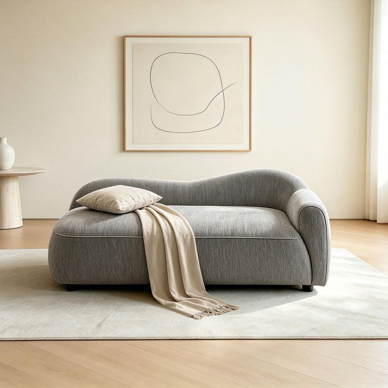 Chaise longue simple en tissu simple d'intérieur, Orienté à droite