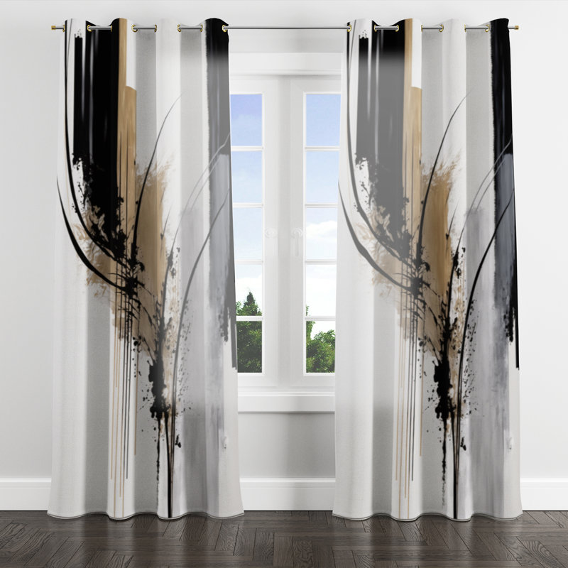 Aurra - Modern Velvet Grommet Curtain - Room Darkening - 1 panel, 52" W x 95" L, Golden Grommets