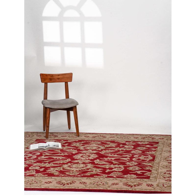 Hinnenkamp Hand Tufted Wool Eco-Friendly Area Rugs - Square, Red Gold Color, Oriental Design, High Pile Thick Handmade Anti Skid Area Rugs for Living Room, Bed Room