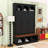 Farmhouse Arched Hall Tree with Storage Bench, 3 Cabinets and 5 Hooks-129390040