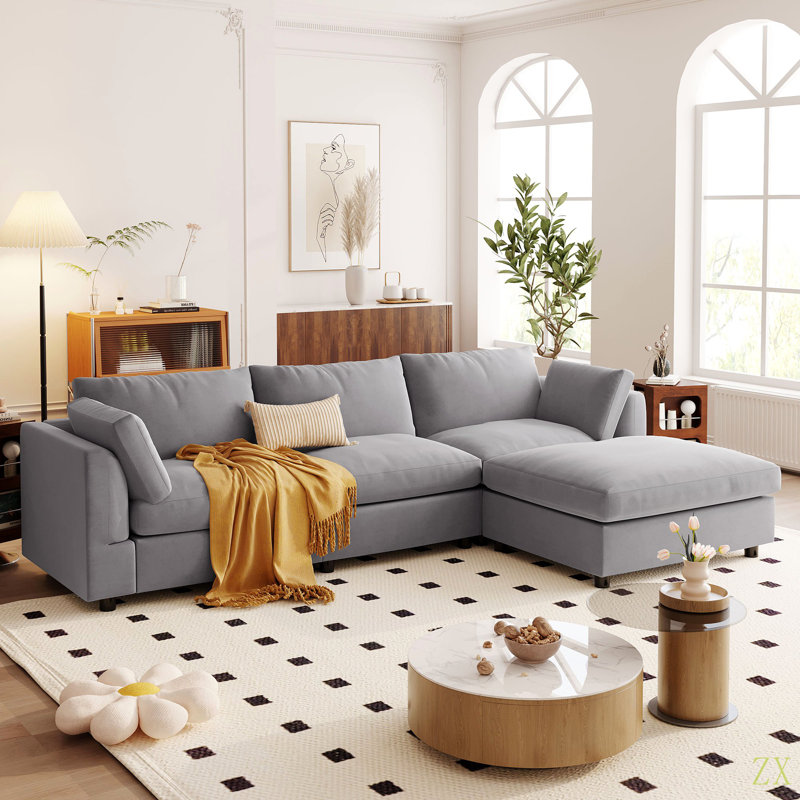 Canapé modulaire convertible Upholstery, canapé en L avec méridienne réversible