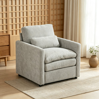 Cozy Oversized Chenille Armchair with Double Cushion and Ergonomic Design for Ultimate Comfort in Living Rooms