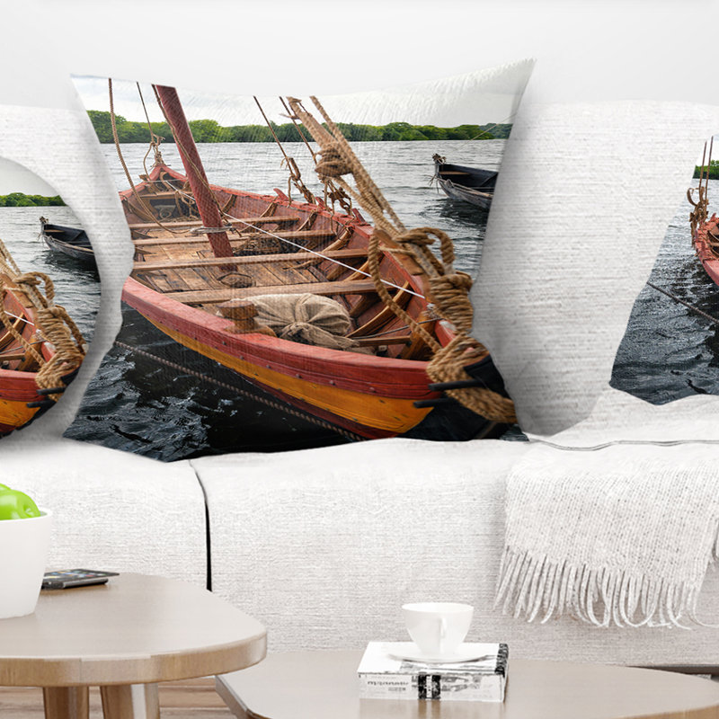 Coussin seascape pour bateau en bois, 18 po x 18 po