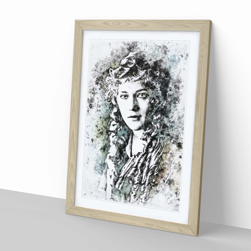 Mary Pickford in Abstract - Picture Frame Graphic Art Print, 50cm H x 35cm W x 2cm D, Oak