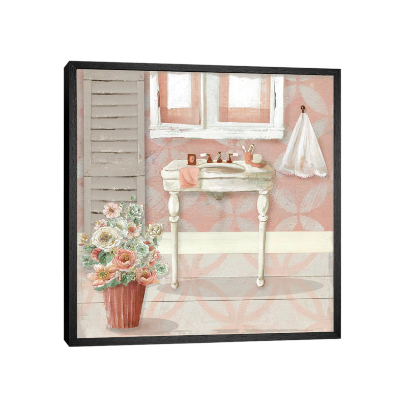 Blushing Bath Sink I by Carol Robinson - Print on Canvas, Black Framed Canvas, 93.98 cm H x 93.98 cm W